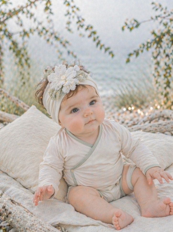 Boutique White Blossom Cluster Baby Headband for Premium Baby Gifts and Floral Collections