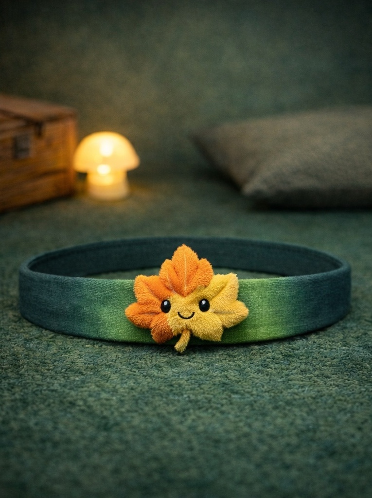 Diadema de bebé con hoja otoñal sonriente: un diseño B2B atractivo para boutiques, regalos y colecciones personalizadas