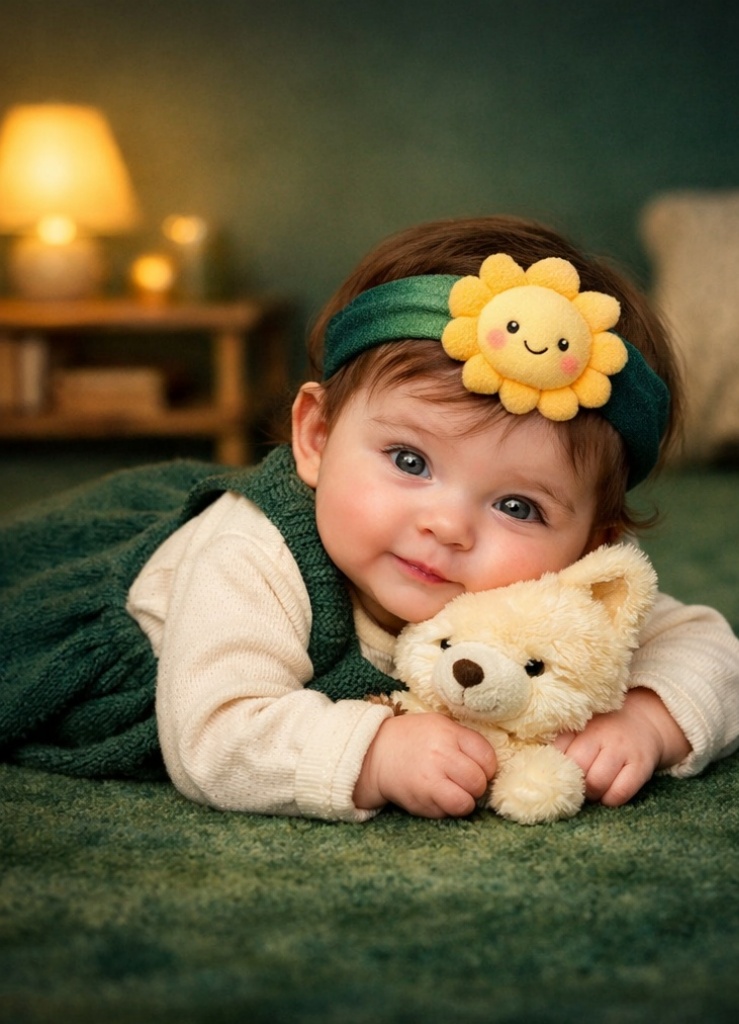Bandeau bébé en peluche tournesol souriant pour grossistes – un design lumineux et facile à vendre que les acheteurs B2B aiment