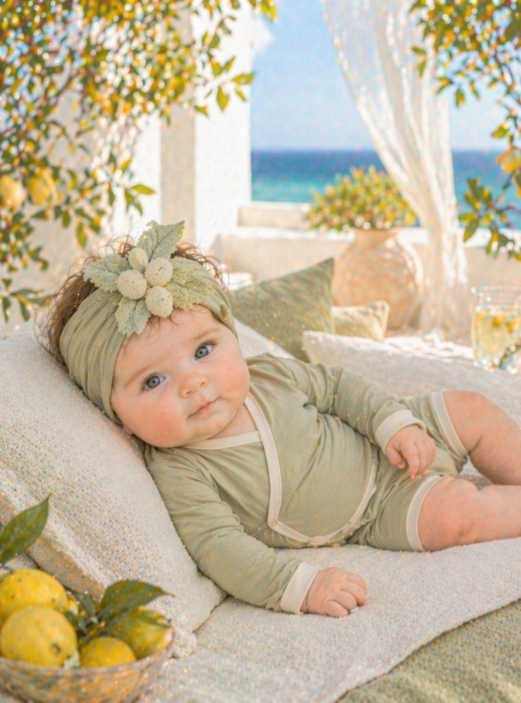 Nature-Inspired Berry Leaf Baby Headband, Soft Stretch Boutique Newborn Headband