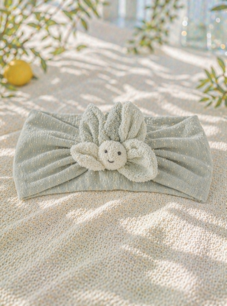 OEM Green Blossom Doll Baby Headband, Soft Nylon Infant Hair Accessory for Newborns