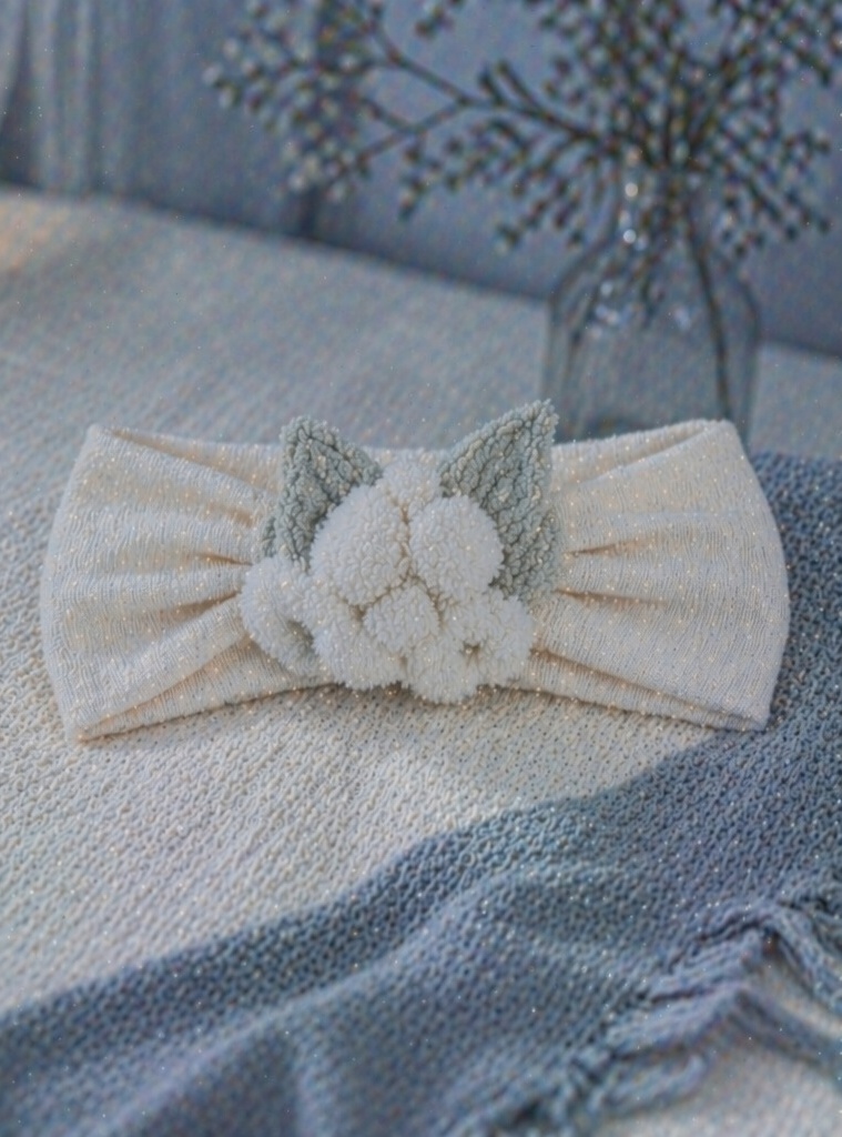 Wholesale Ivory Berry Plush Baby Headband, Soft Elastic Boutique Infant Headband