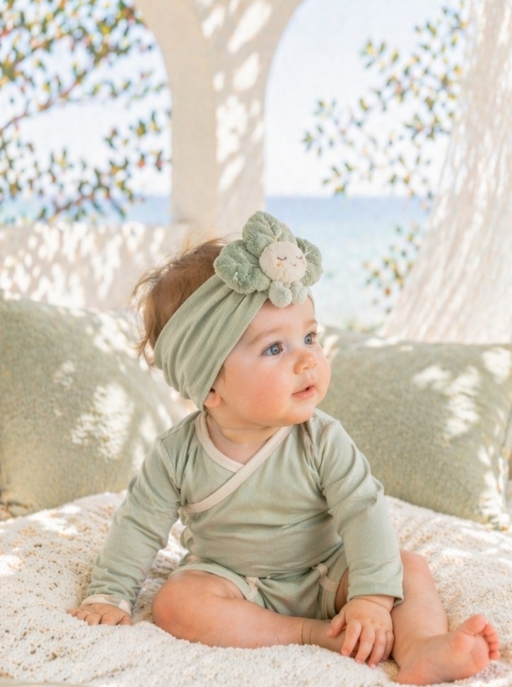 Wholesale Botanical Leaf Doll Baby Headband for Infant Gift Sets and Boutique Retail