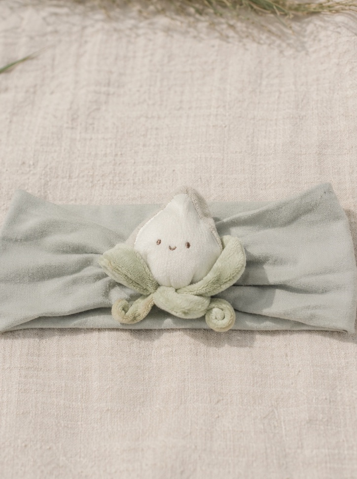 Boutique White Bud Plush Baby Headband with Soft Elastic Band for Newborn Photography