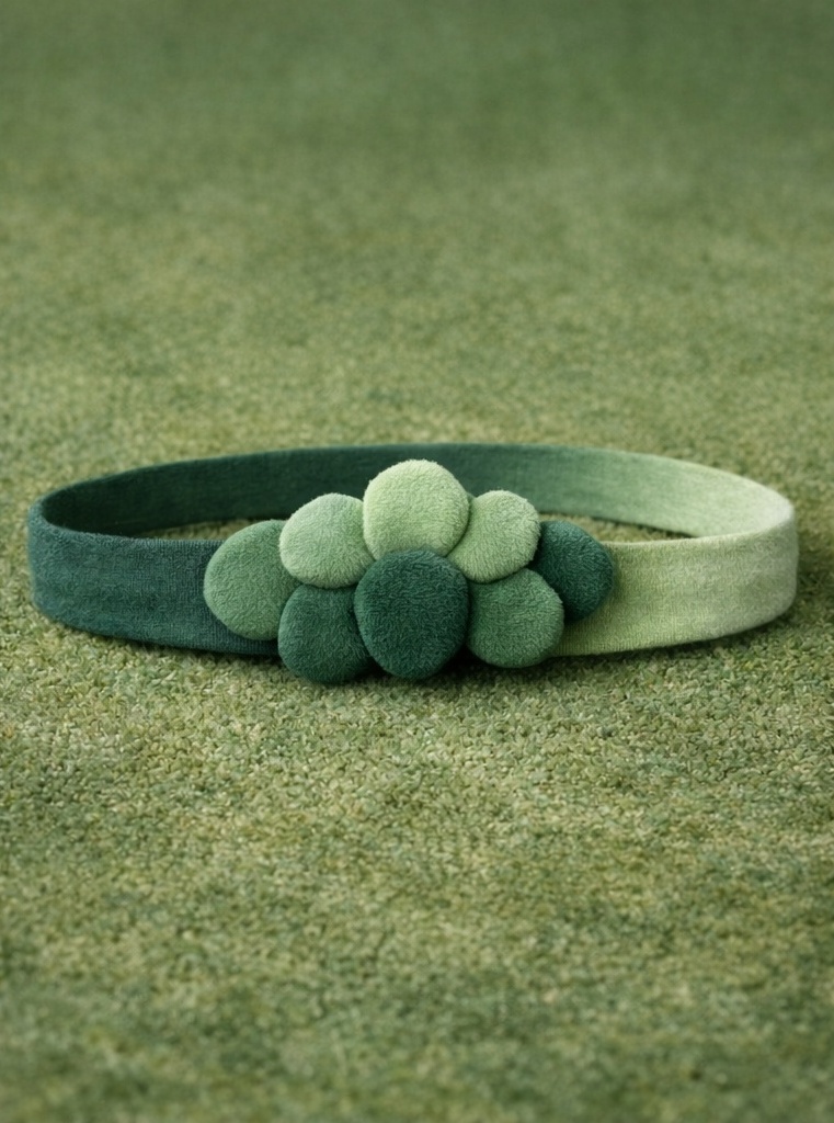 Baby-Stirnband mit weicher Kugelblüten-Plüschapplikation für naturinspirierte Geschenk- und Boutiquekollektionen