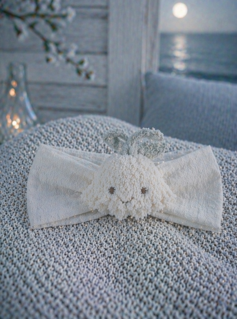 Boutique Fluffy Bunny Baby Headband, Premium Soft Nylon Infant Hair Accessory