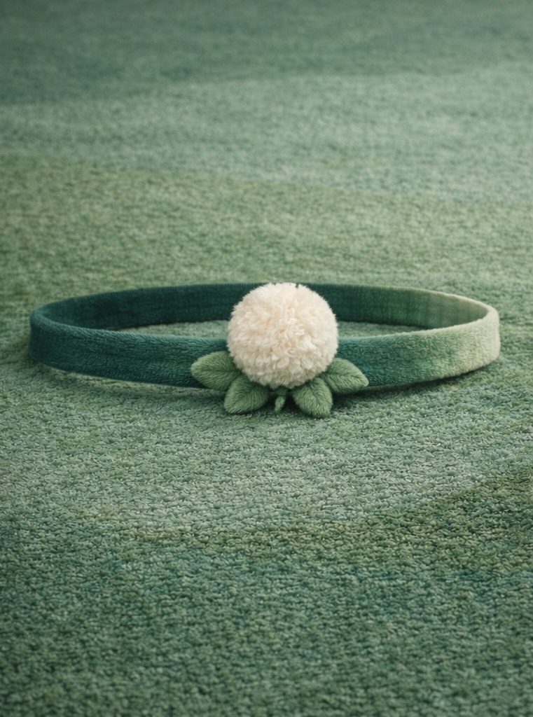 Bandeau bébé fleur pompon, conçu pour vitrines cadeaux et collections douces à forte attractivité