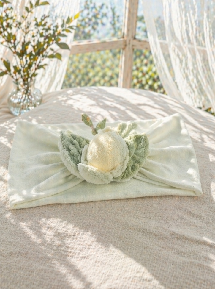 Wholesale Soft Green Floral Bud Baby Headband for Premium Baby Gifts and Boutique Collections