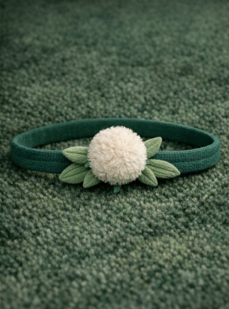 Banda para bebé con flor pompón de peluche para colecciones suaves y fuerte atractivo visual en boutique