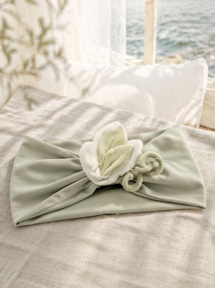 Boutique White Calla Lily Baby Headband with Plush Applique for Premium Infant Gift Sets