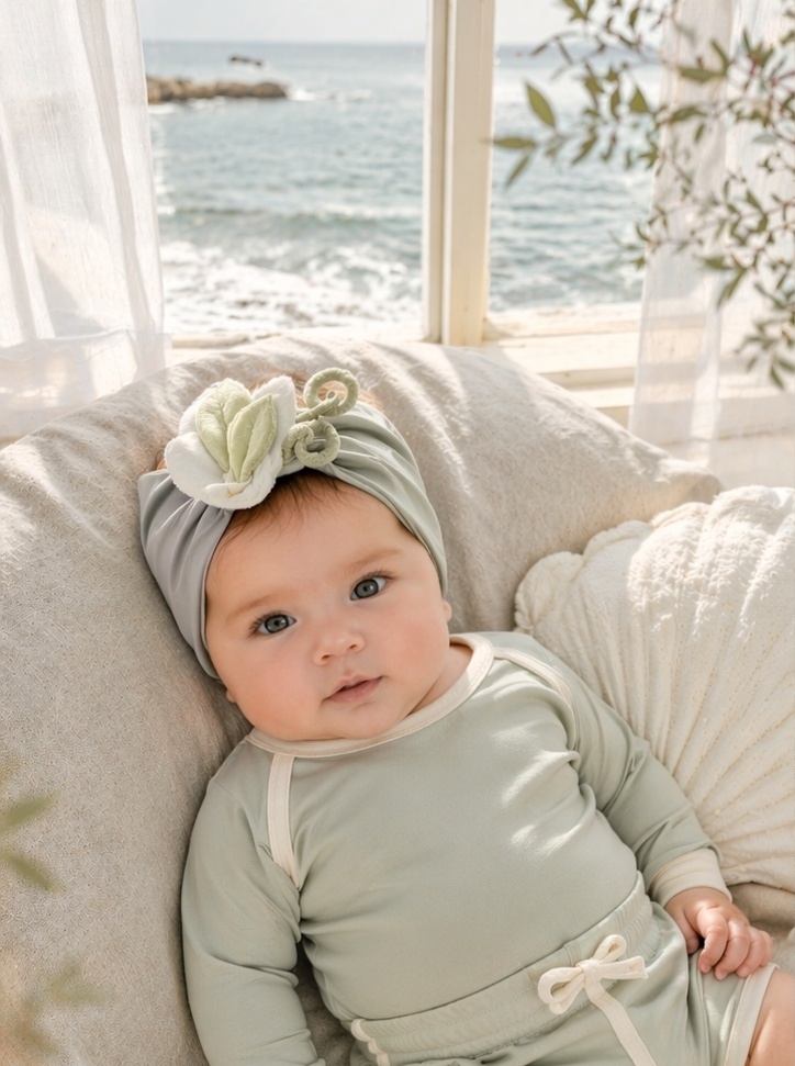 Boutique White Calla Lily Baby Headband with Plush Applique for Premium Infant Gift Sets