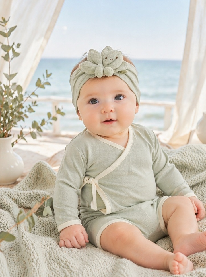 OEM Botanical Leaf Doll Baby Headband for Infant Gift Sets and Boutique Collections