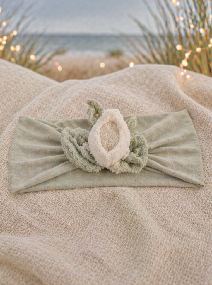 Boutique Spring Floral Baby Headband with Soft Plush Bloom for Newborn Photography