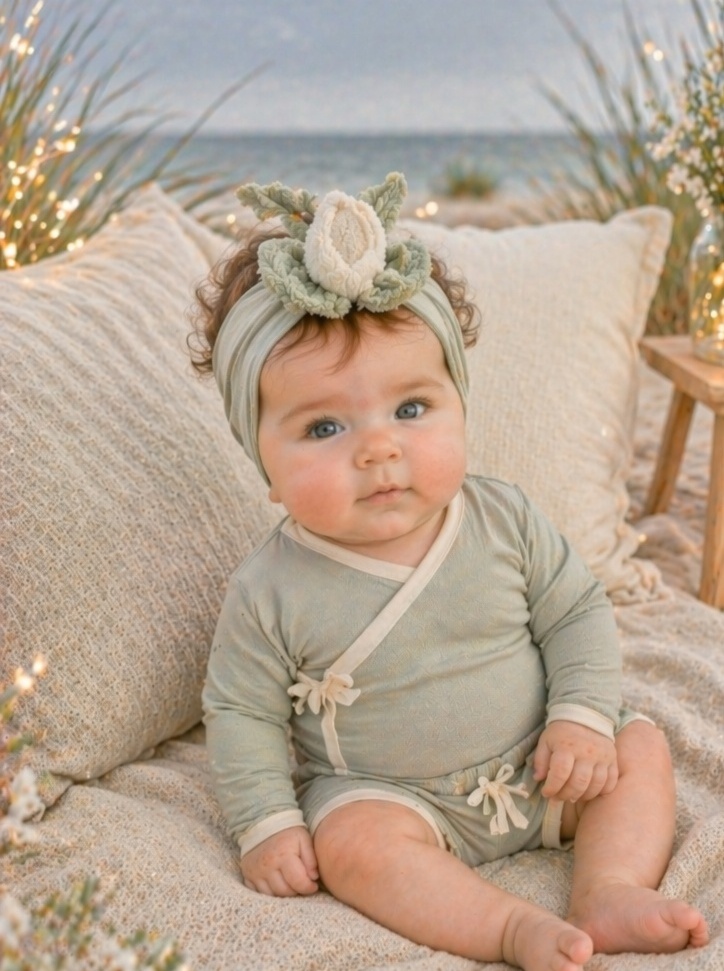 Boutique Spring Floral Baby Headband with Soft Plush Bloom for Newborn Photography