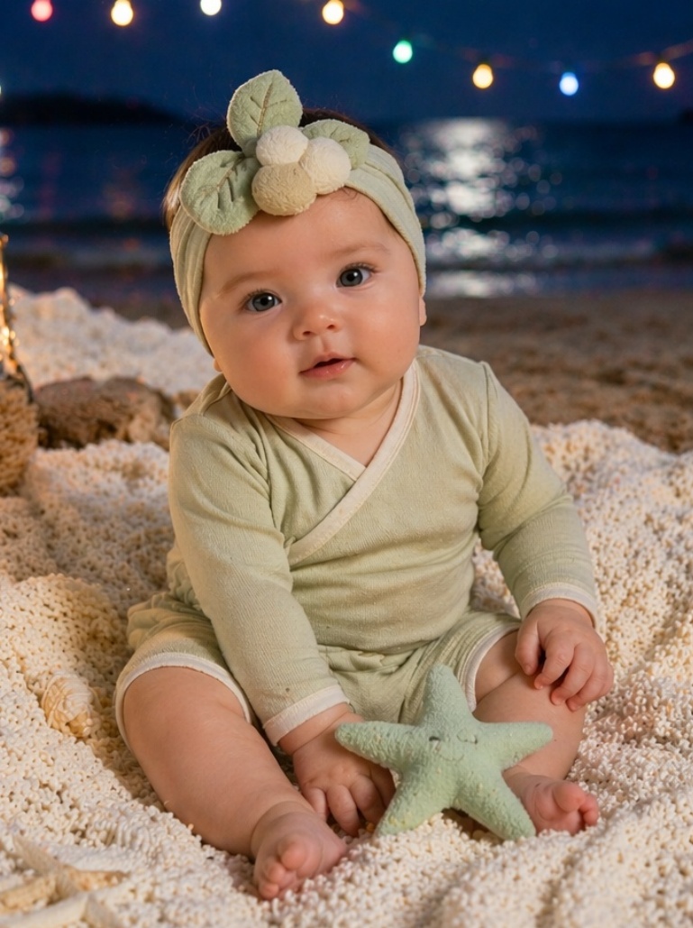 Baby-Headwrap mit weichem Beerenzweig – natürliche Regalwirkung und B2B-Serienpotenzial