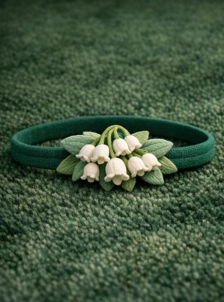 Bandeau bébé fleurs rondes peluche, pensé pour collections naturelles et ventes boutique premium