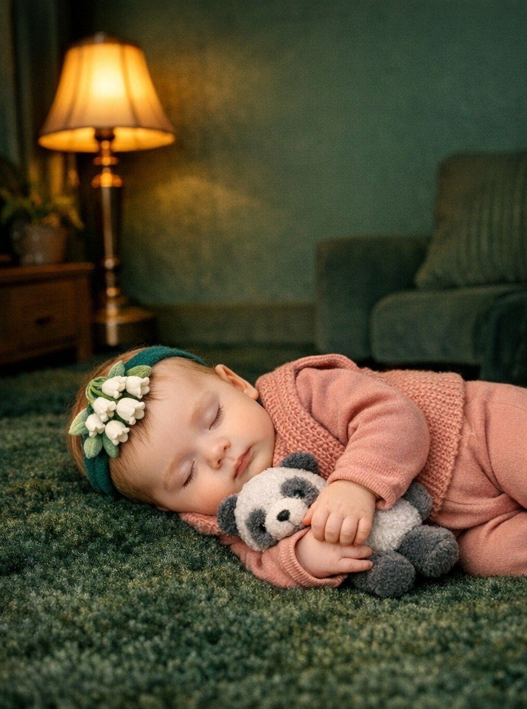 Bandeau bébé fleurs rondes peluche, pensé pour collections naturelles et ventes boutique premium