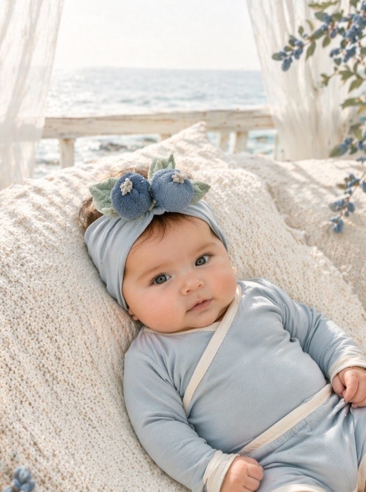 Wholesale Blueberry Plush Baby Headband for Spring Summer Babywear and Boutique Stores