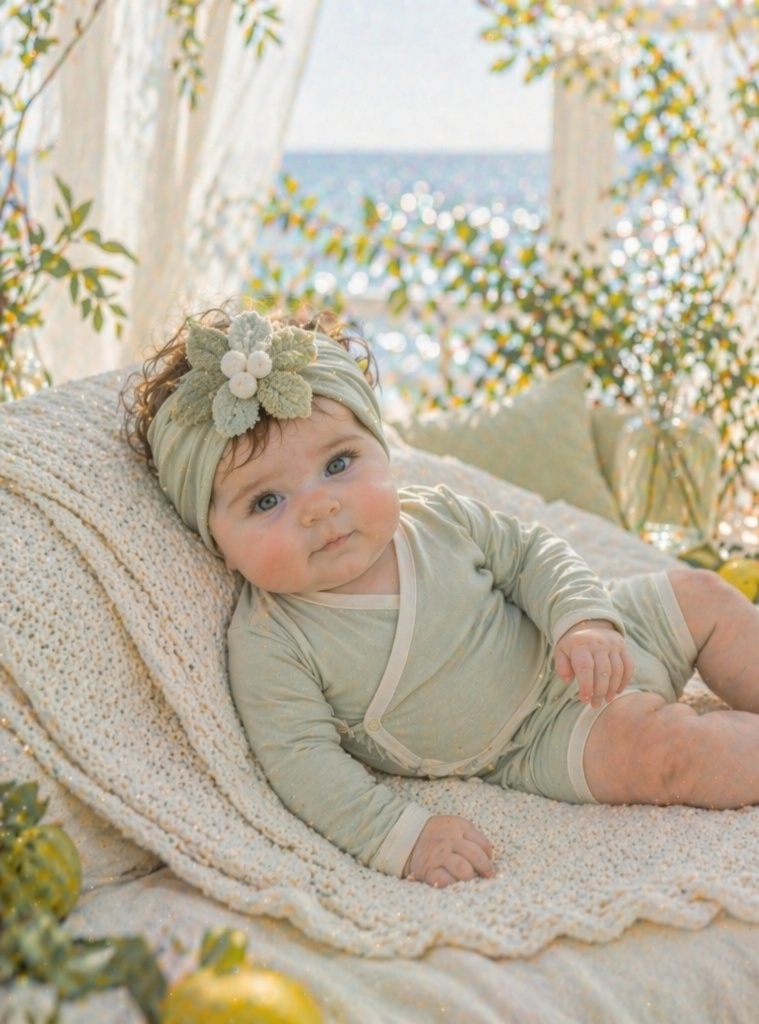 Nature-Inspired Leaf Plush Baby Headband, Soft Stretch Boutique Infant Headband