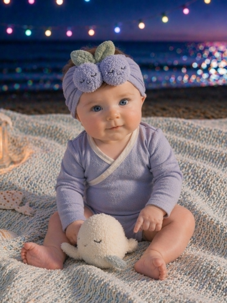 OEM Lavender Blueberry Plush Baby Headband for Newborn Photo Props and Boutique Babywear