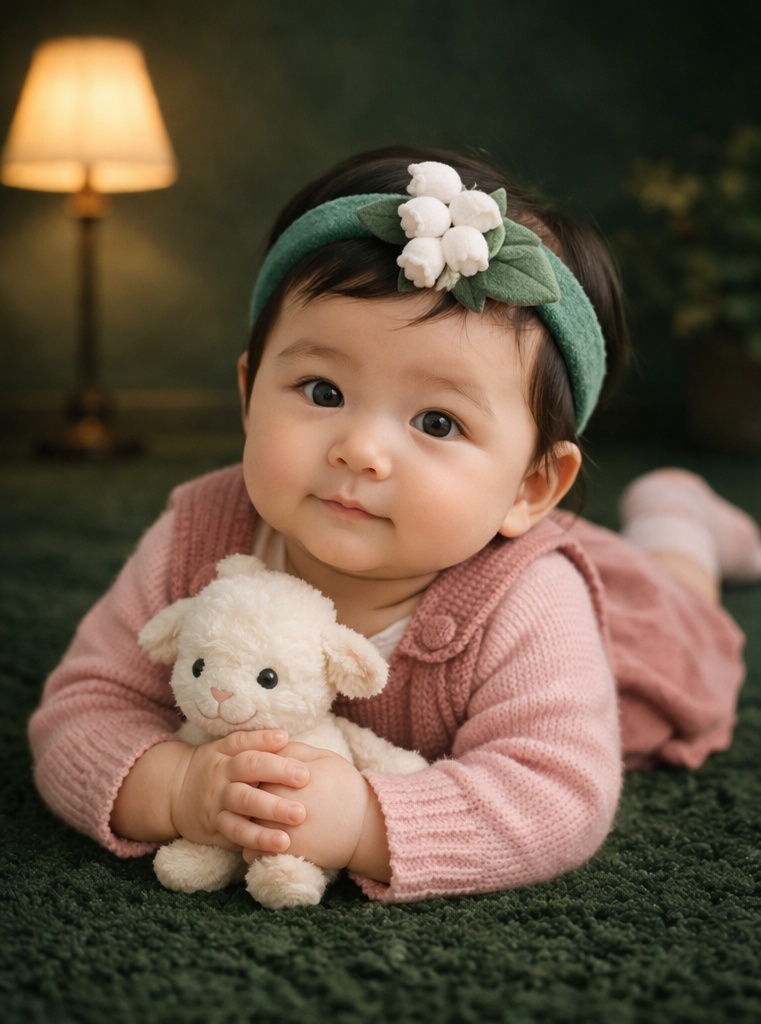 Baby-Stirnband mit Maiglöckchen-Plüschapplikation – Boutique-Optik, OEM-Flexibilität und B2B-Potenzial