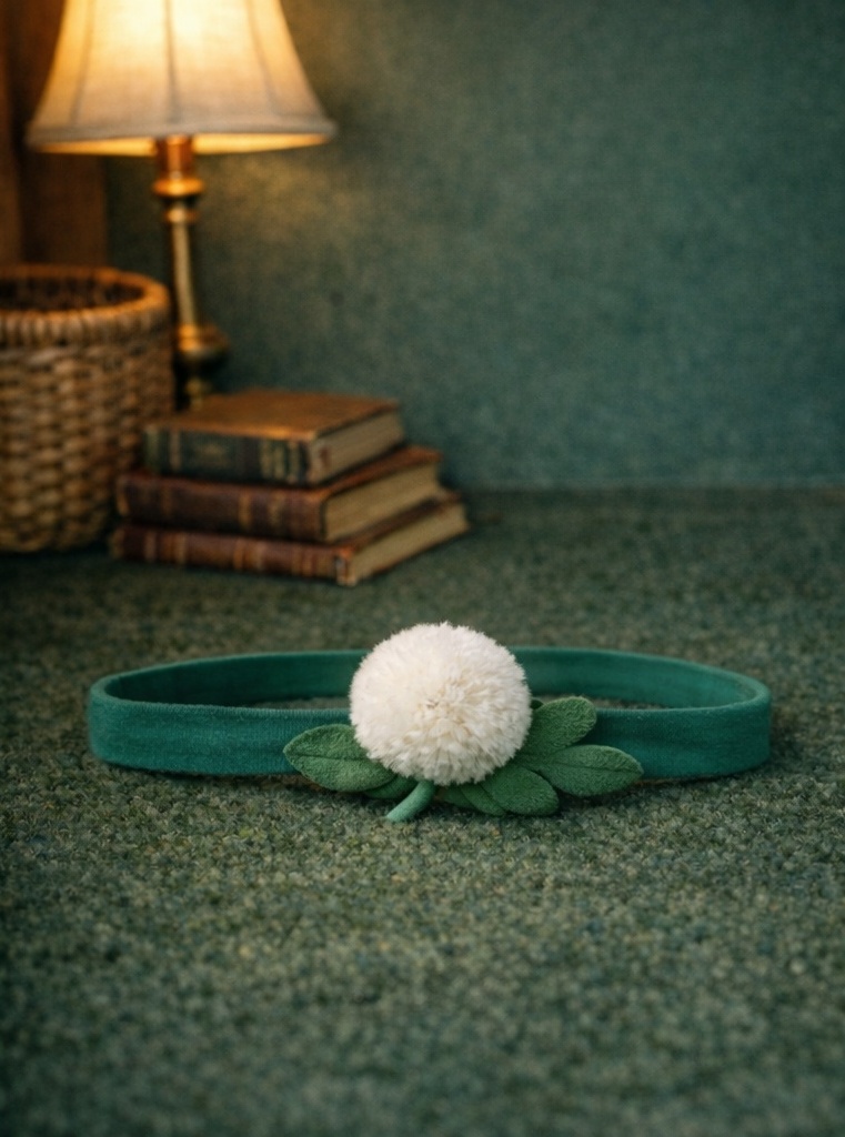 Faixa de cabeça para bebê com pompom dente-de-leão em pelúcia – toque macio, visual boutique e valor B2B