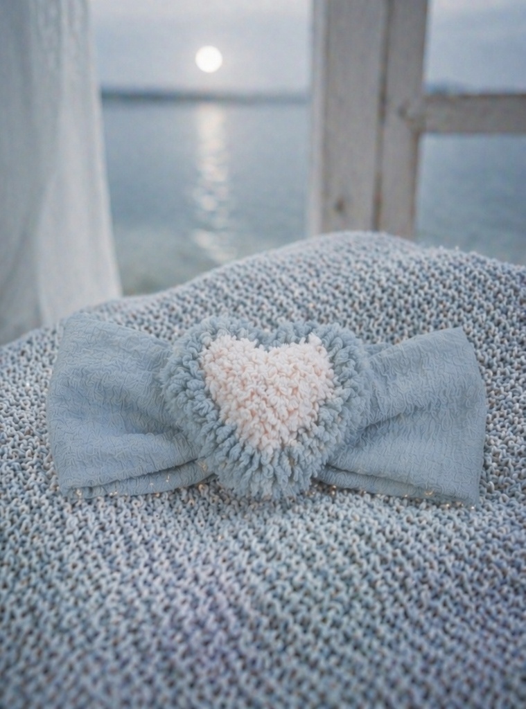 Pastel Heart Plush Baby Headband, Soft Elastic Baby Girl Boutique Hair Band