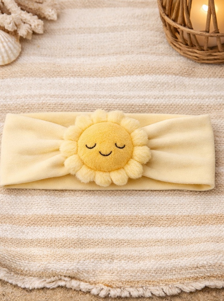 Wholesale Cute Sun Plush Baby Headband for Baby Shower Gifts and Boutique Retail