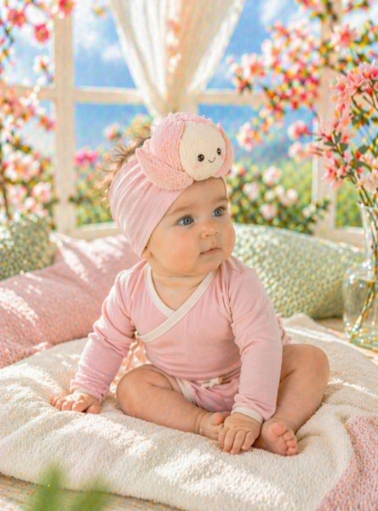 Cute Blossom Doll Baby Headband, Soft Stretch Newborn Boutique Hair Accessory
