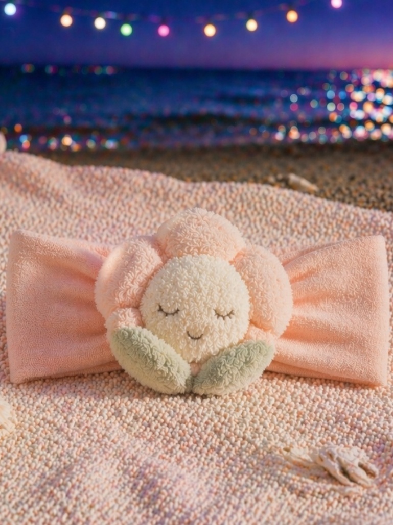 Diadema ancha para bebé con flor dormidita de peluche – imagen suave, valor regalo y atractivo B2B