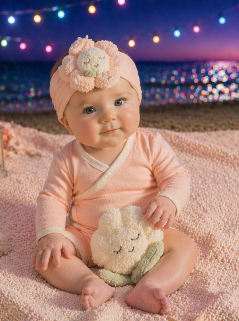Diadema ancha para bebé con flor dormidita de peluche – imagen suave, valor regalo y atractivo B2B