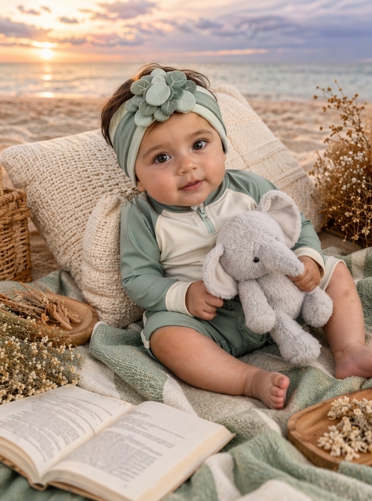 Bentiță baby cu frunze pufoase pentru colecții naturale și prezentare premium în retail