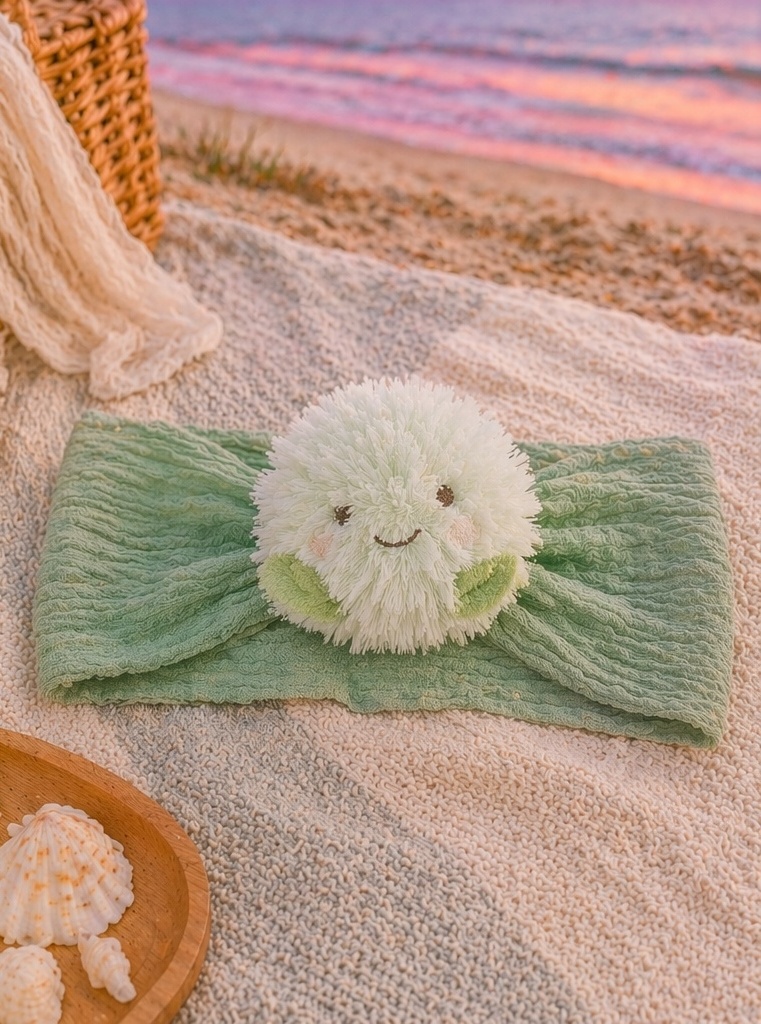 Banda para bebé con flor de peluche volumétrica para escaparates tiernos y ventas por impulso