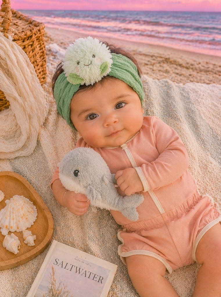 Banda para bebé con flor de peluche volumétrica para escaparates tiernos y ventas por impulso
