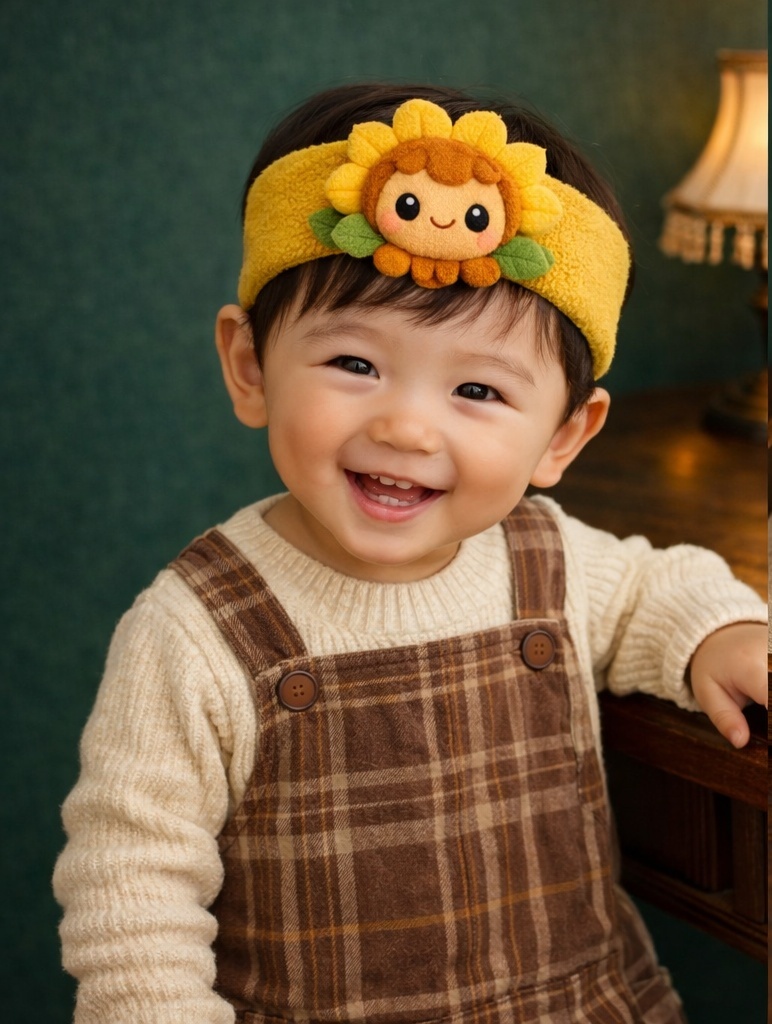 Bandeau bébé peluche pois jumeaux, pensé pour séduire les acheteurs B2B