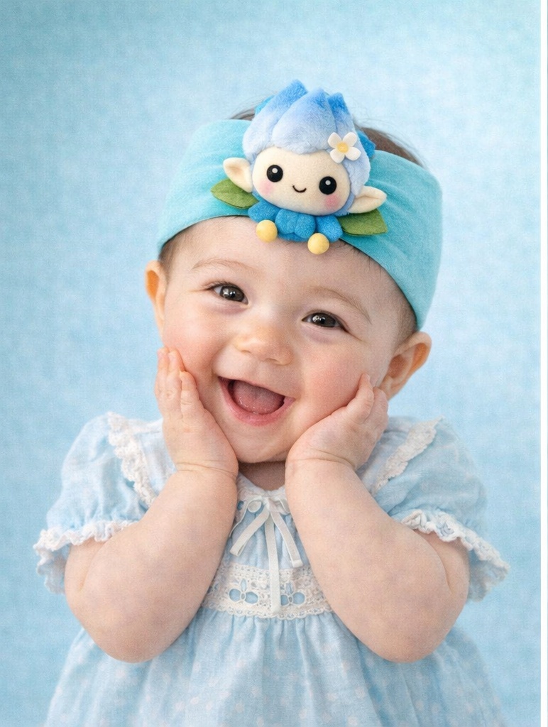 Diadema de bebé con hada azul de regalo, pensada para compradores B2B