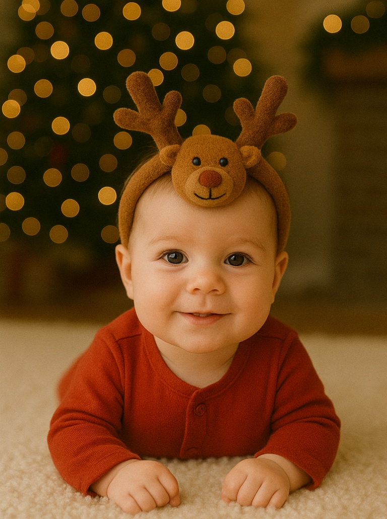 Reindeer Plush Baby Headband – Soft & Gentle Holiday Hair Accessory for Infants