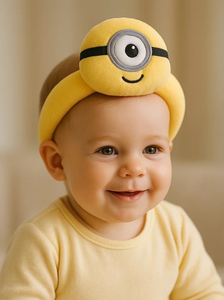 Minions Baby Headband with Smiley Eye Plush Design