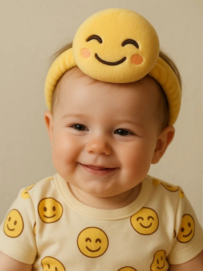 Bentiță pentru bebeluși cu expresie emoji