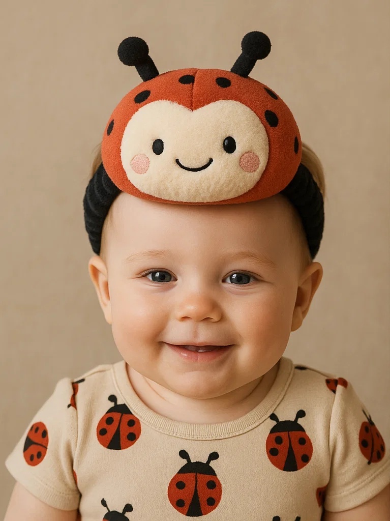 Bandeau Bébé Coccinelle en Peluche Douce et Confortable