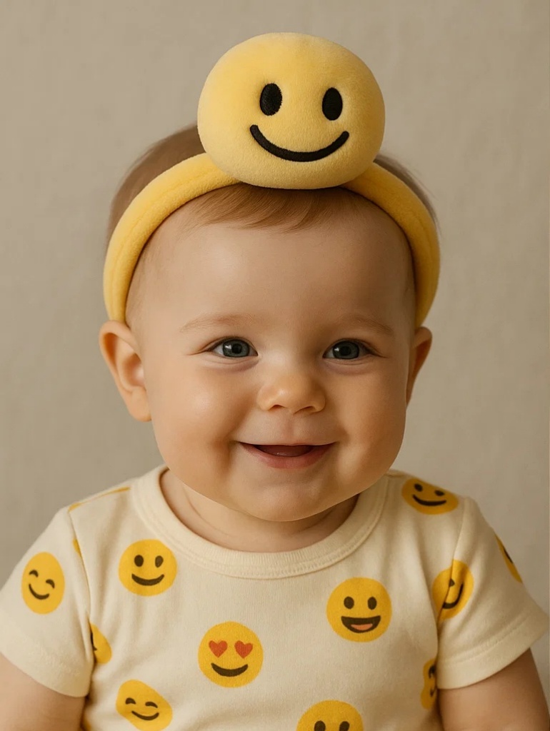 Cinta para el cabello de bebé con expresión emoji