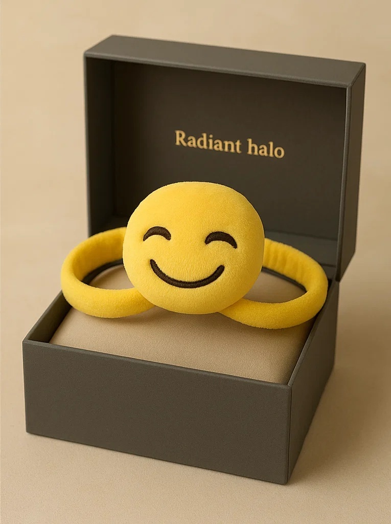 Soft Cotton Baby Headband with Emoji Smile Design
