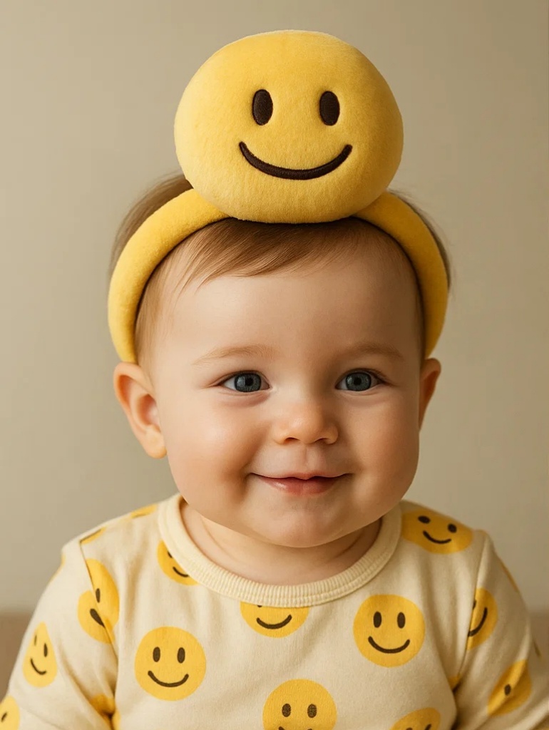 Baby Headband Emoji Design Soft Cotton Accessory