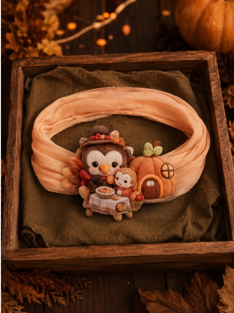 Wholesale Autumn Plush Doll Baby Headband – Soft Stretch Headwrap for Boutique Gift Sets