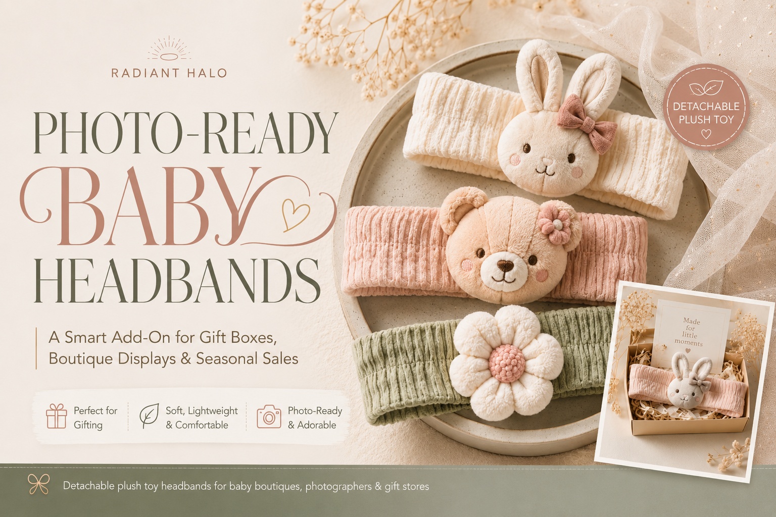 Could ONE Detachable Plush Baby Headband Help Boutiques Sell More Gift Boxes, Photo Moments, and Seasonal Displays? 👀