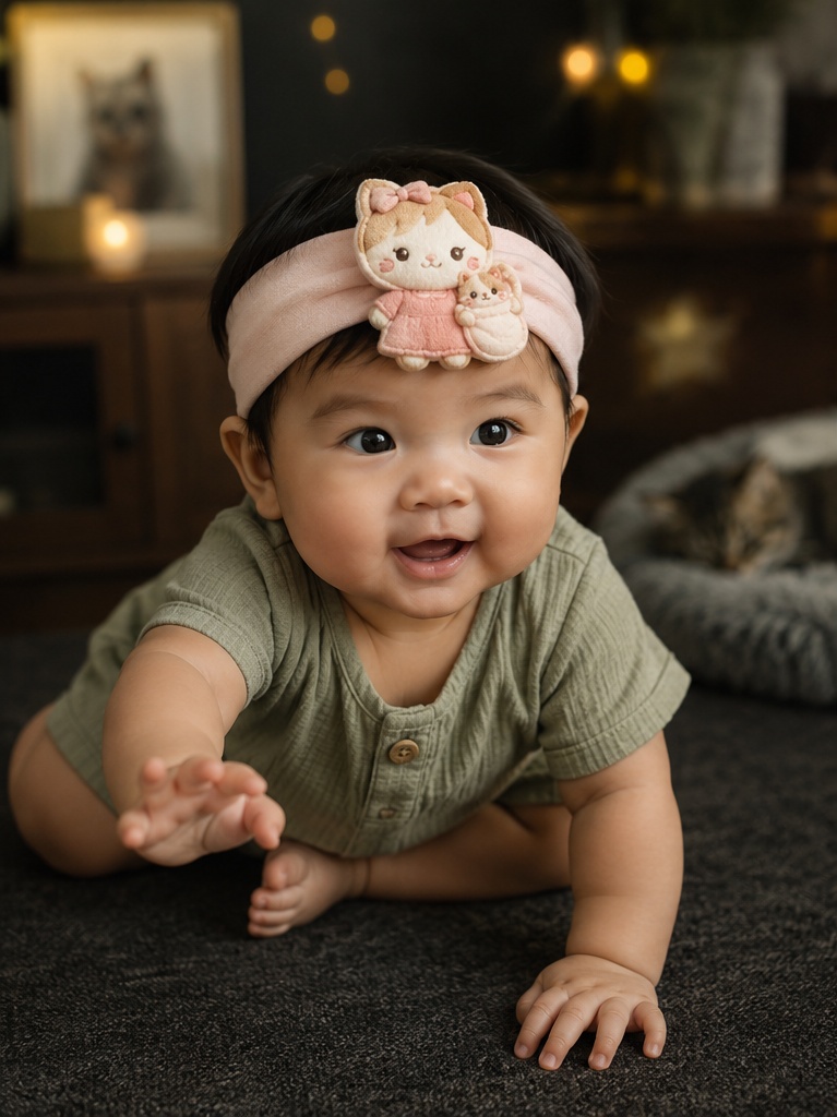 Wholesale Baby Doll Headbands with Removable Plush Cat Decoration for Boutique Buyers