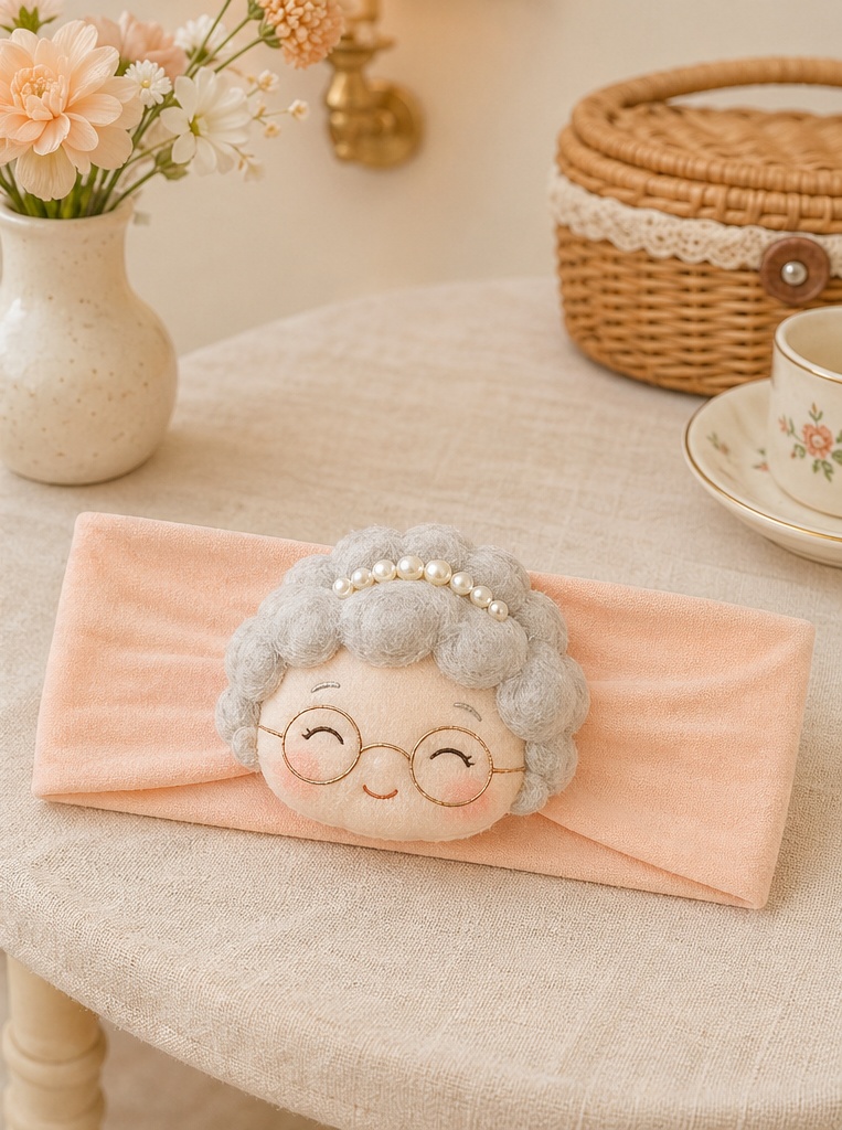 Wholesale Plush Baby Headband with Detachable Grandma Doll – Soft Photo Prop & Gift-Ready Baby Hair Accessory