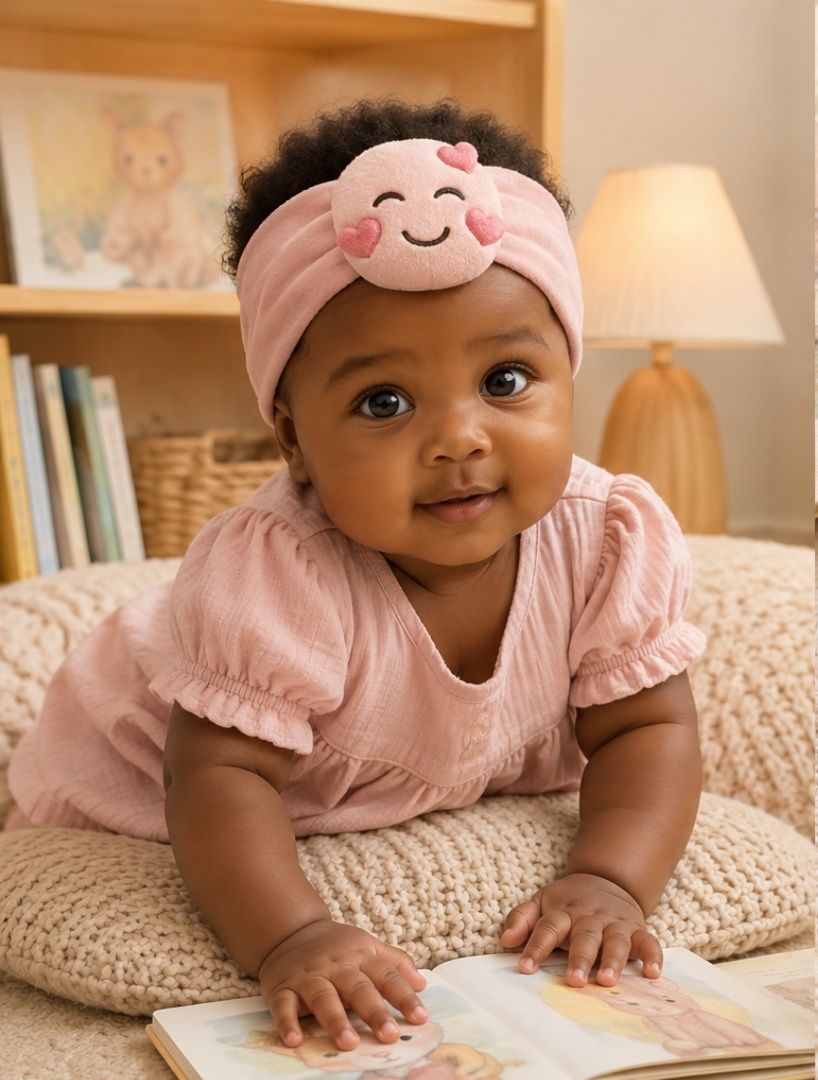 Wholesale-Ready Plush Baby Doll Headband with Heart Emoji Decoration for Boutique Gift Sets