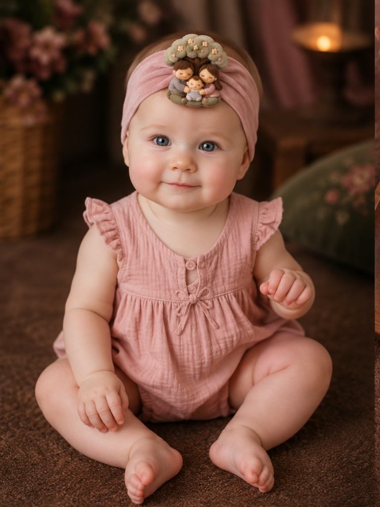 Wholesale Soft Plush Family Tree Baby Doll Headband for Boutique Gifts & Newborn Photoshoots