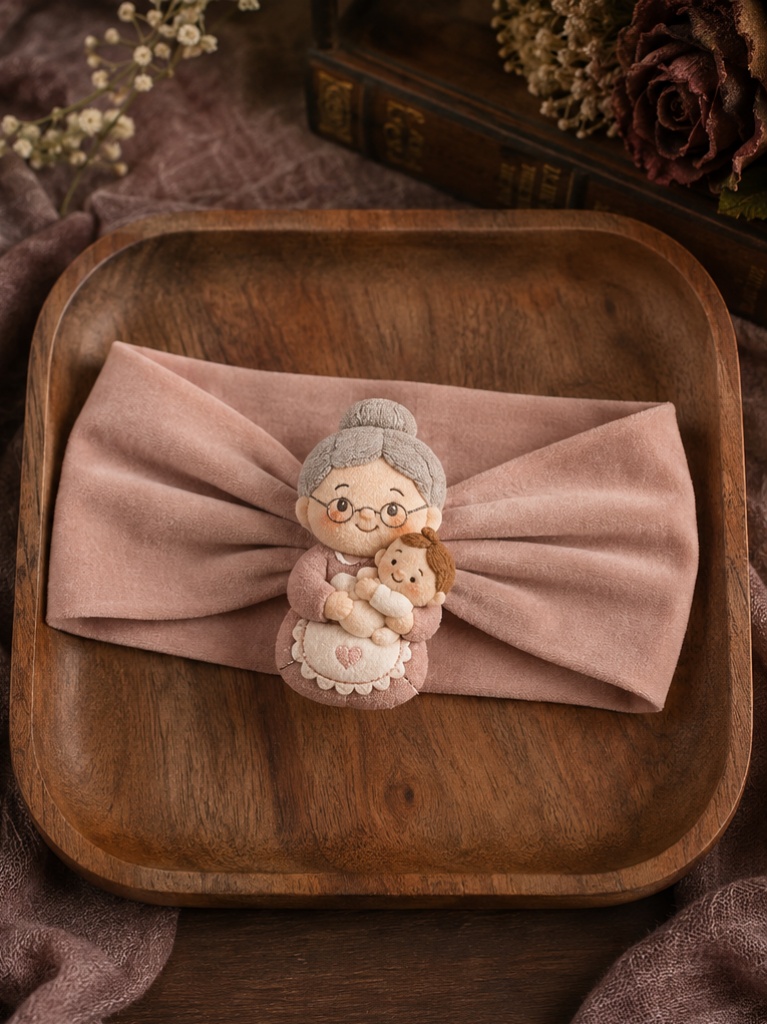 Diadema de bebé al por mayor con muñeca de abuela y bebé, ideal para regalos y marca privada